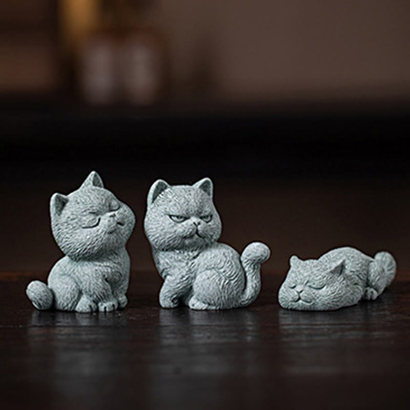 Small Cat Tea Pet Figurine | Spiritual Animal Home Decor