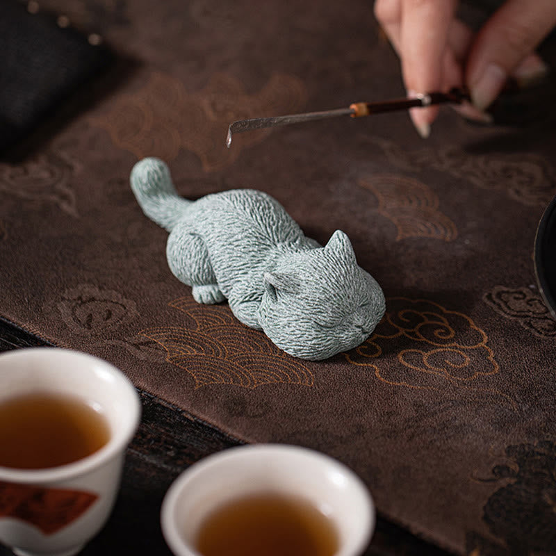 Small Cat Tea Pet Figurine | Spiritual Animal Home Decor