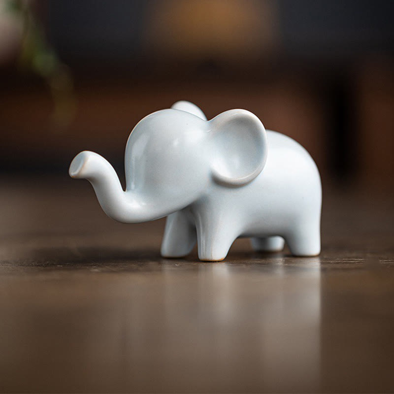 Small Ceramic Elephant Figurine for Spiritual Decor