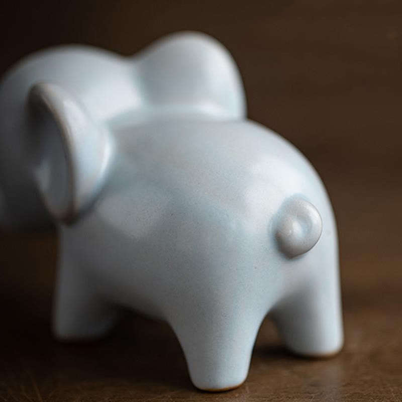 Small Ceramic Elephant Figurine for Spiritual Decor
