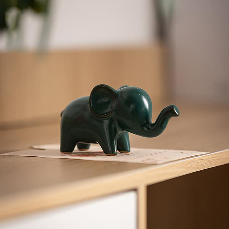 Small Ceramic Elephant Figurine for Spiritual Decor