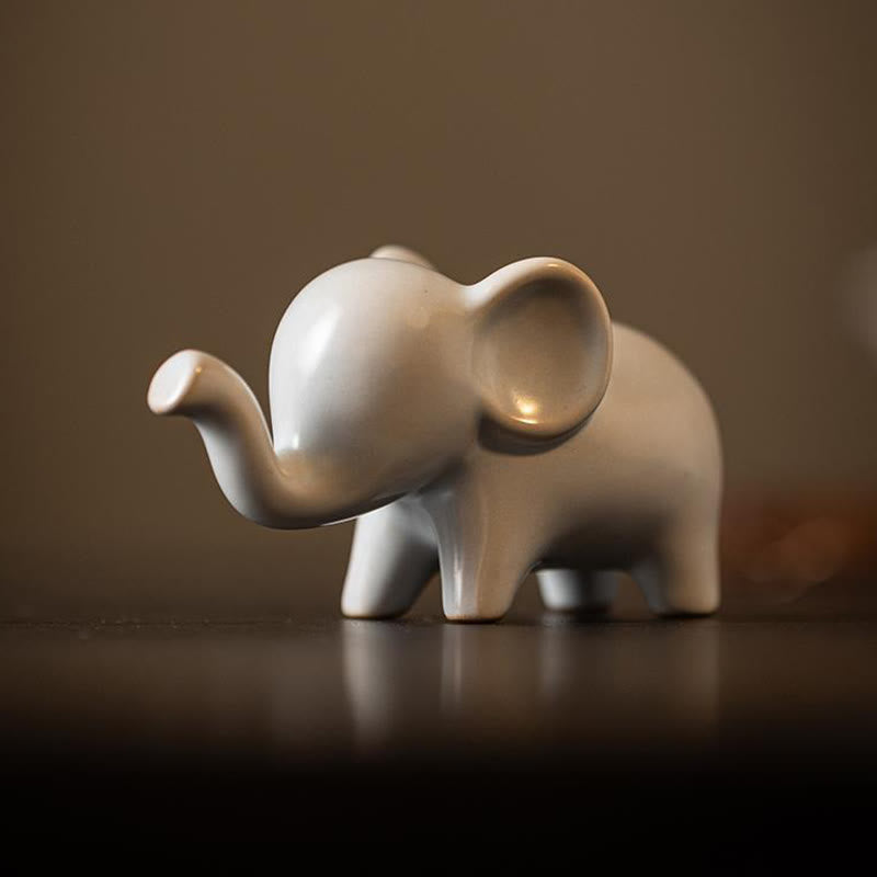 Small Ceramic Elephant Figurine for Spiritual Decor
