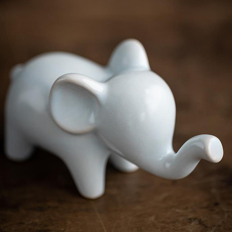 Small Ceramic Elephant Figurine for Spiritual Decor