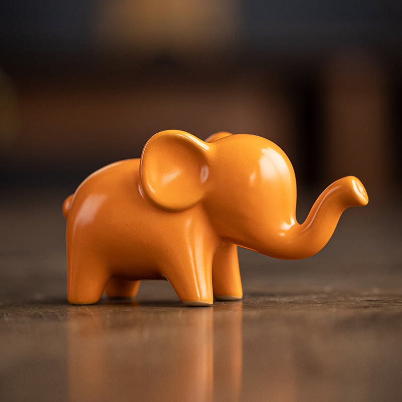 Small Ceramic Elephant Figurine for Spiritual Decor