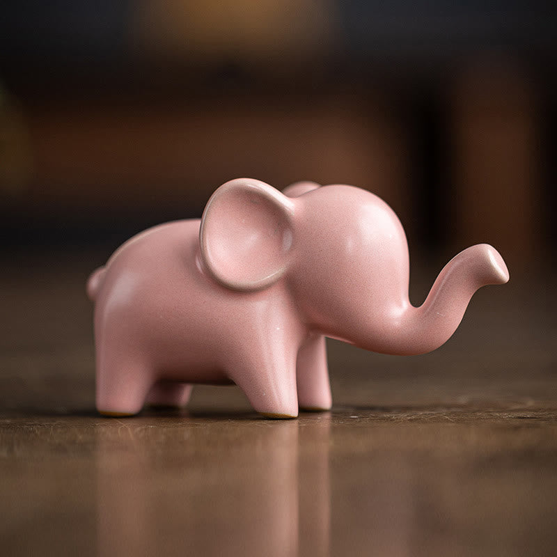 Small Ceramic Elephant Figurine for Spiritual Decor