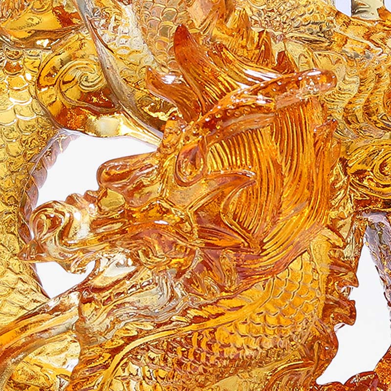 Small Colorful Liuli Crystal Dragon Statue for Protection & Luck