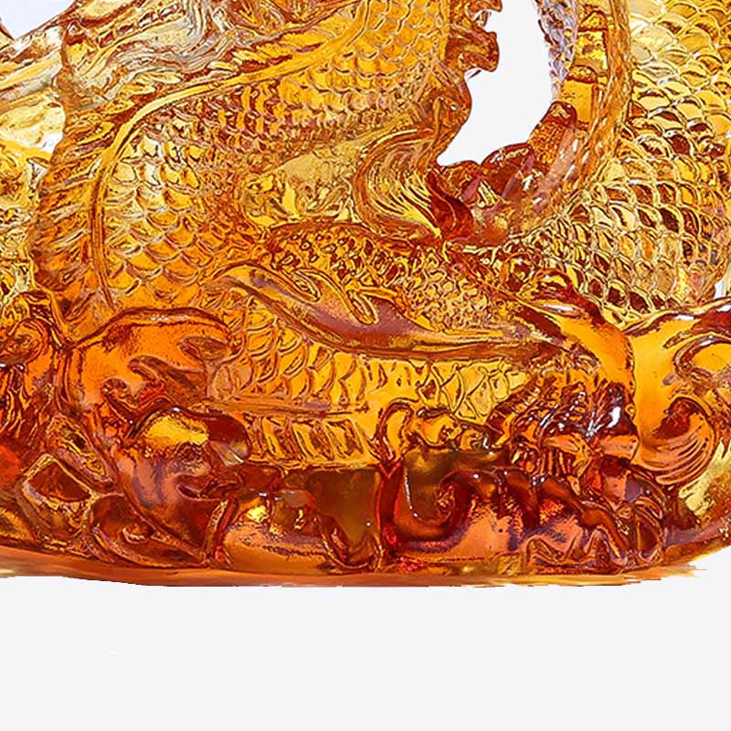 Small Colorful Liuli Crystal Dragon Statue for Protection & Luck