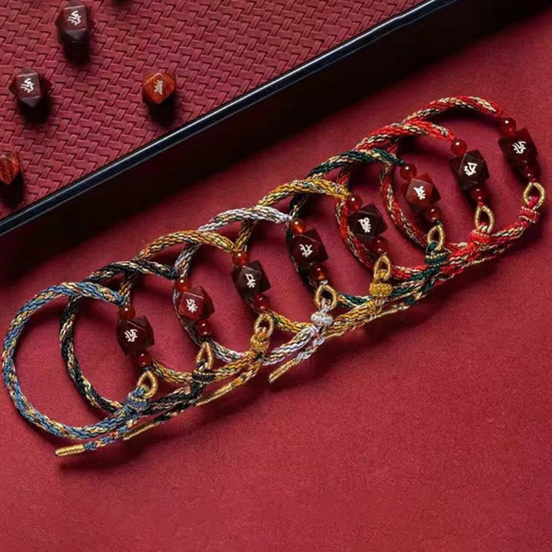 Small Leaf Red Sandalwood Chinese Zodiac Protection Bracelet