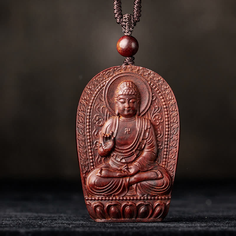Small Leaf Red Sandalwood Chinese Zodiac Protection Necklace