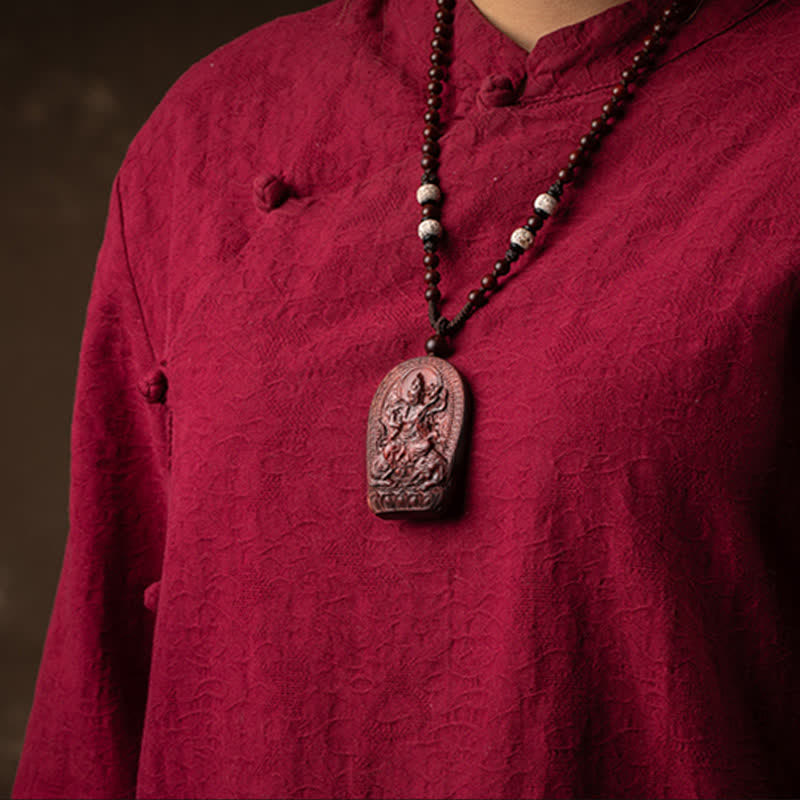 Small Leaf Red Sandalwood Chinese Zodiac Protection Necklace