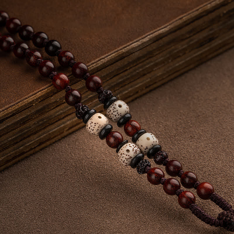 Small Leaf Red Sandalwood Chinese Zodiac Protection Necklace