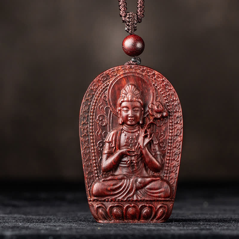 Small Leaf Red Sandalwood Chinese Zodiac Protection Necklace