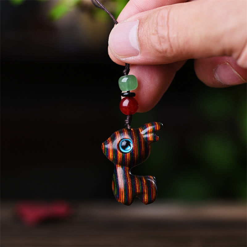 Small Leaf Red Sandalwood Lucky Mini Cat 3.2cm Decor