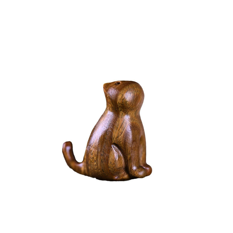 Small Leaf Red Sandalwood Lucky Mini Cat 3.2cm Decor