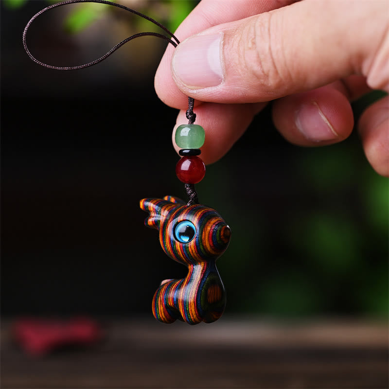 Small Leaf Red Sandalwood Lucky Mini Cat 3.2cm Decor