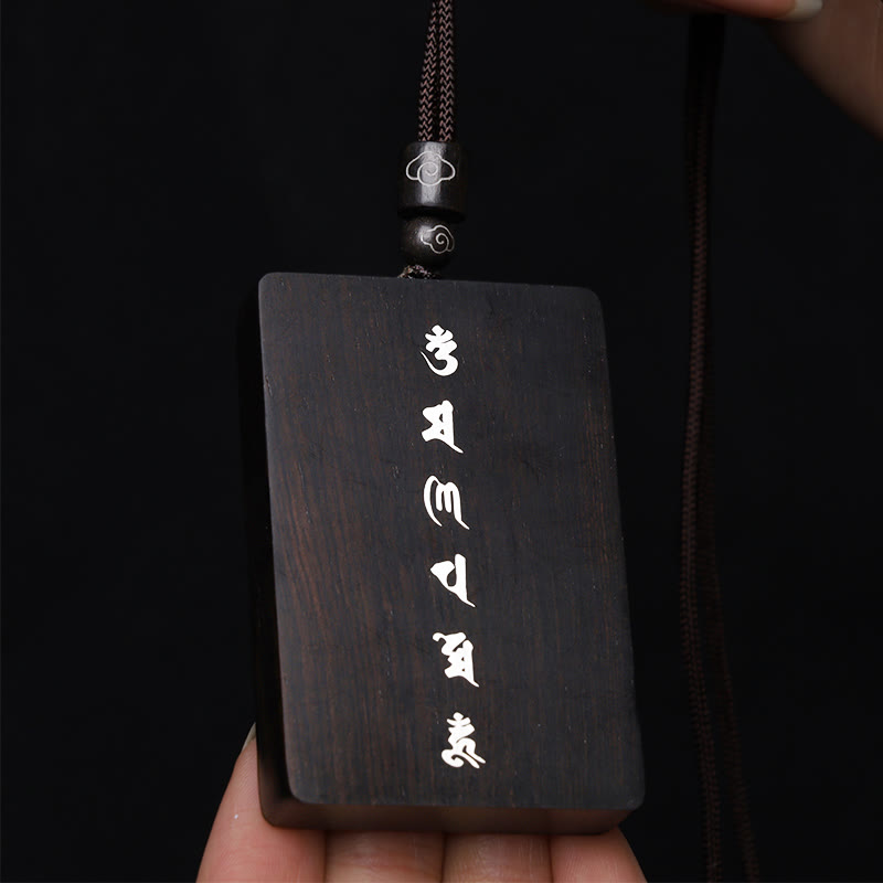 Small Leaf Red Sandalwood Om Mani Padme Hum Necklace
