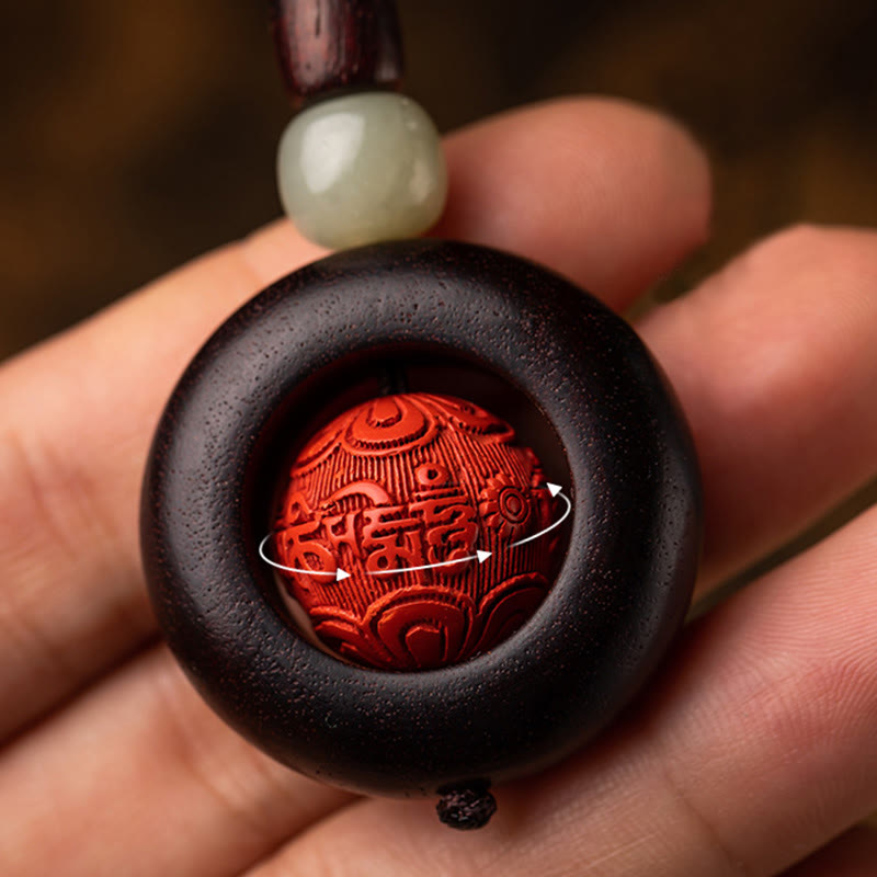 Small Leaf Red Sandalwood Om Mani Padme Hum Protection Key Chain
