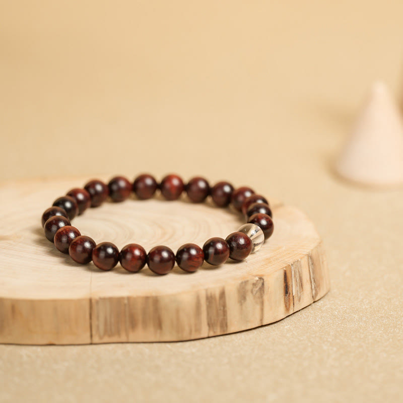 Small Leaf Red Sandalwood Protection Bracelet 14-16cm