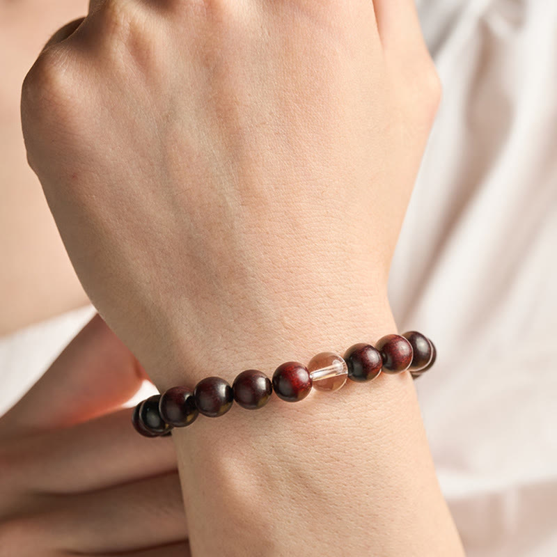 Small Leaf Red Sandalwood Protection Bracelet 14-16cm