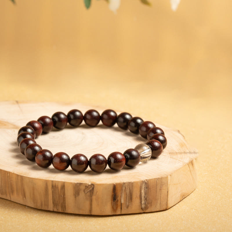 Small Leaf Red Sandalwood Protection Bracelet 14-16cm