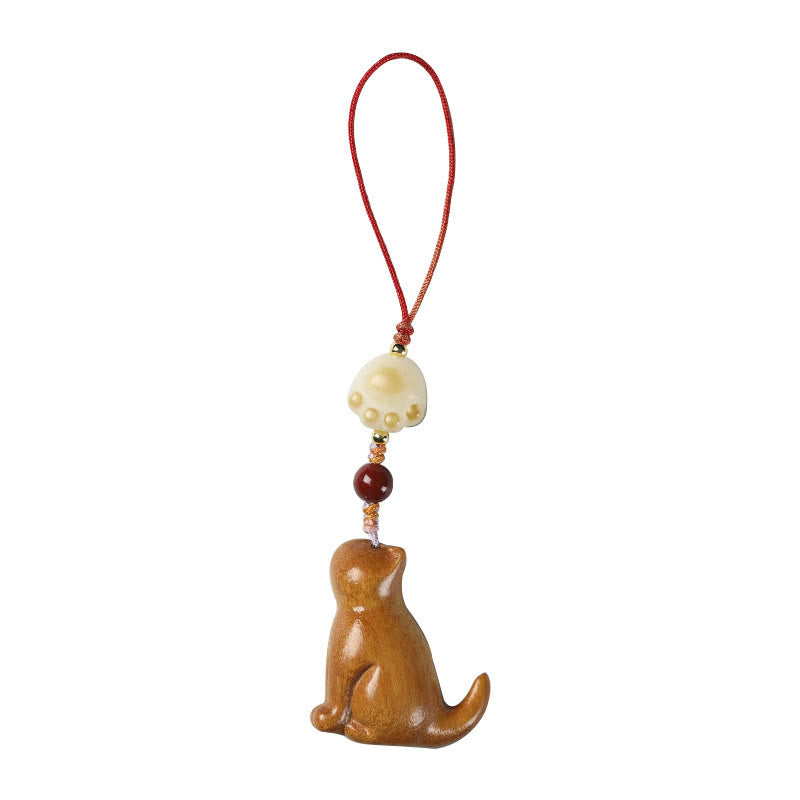 Small Leaf Red Sandalwood Soothing Cat Decoration 11cm