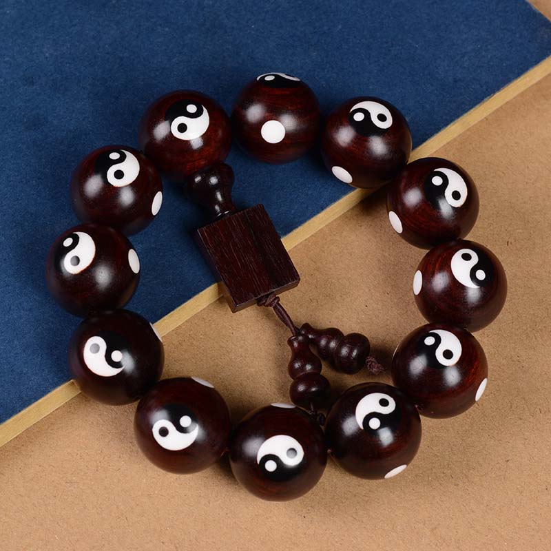 Small Leaf Red Sandalwood Yin Yang Bracelet 20mm