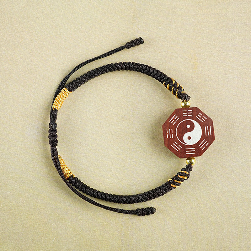 Small Leaf Red Sandalwood Yin Yang Protection Bracelet