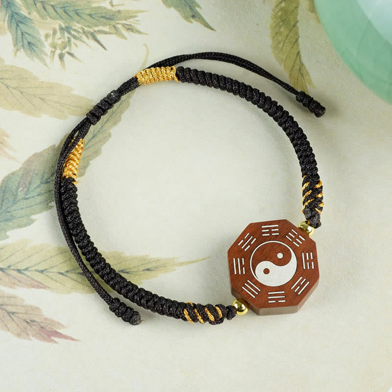 Small Leaf Red Sandalwood Yin Yang Protection Bracelet