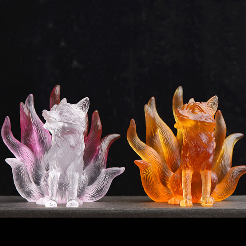 Small Liuli Nine-Tailed Fox Figurine for Success & Strength