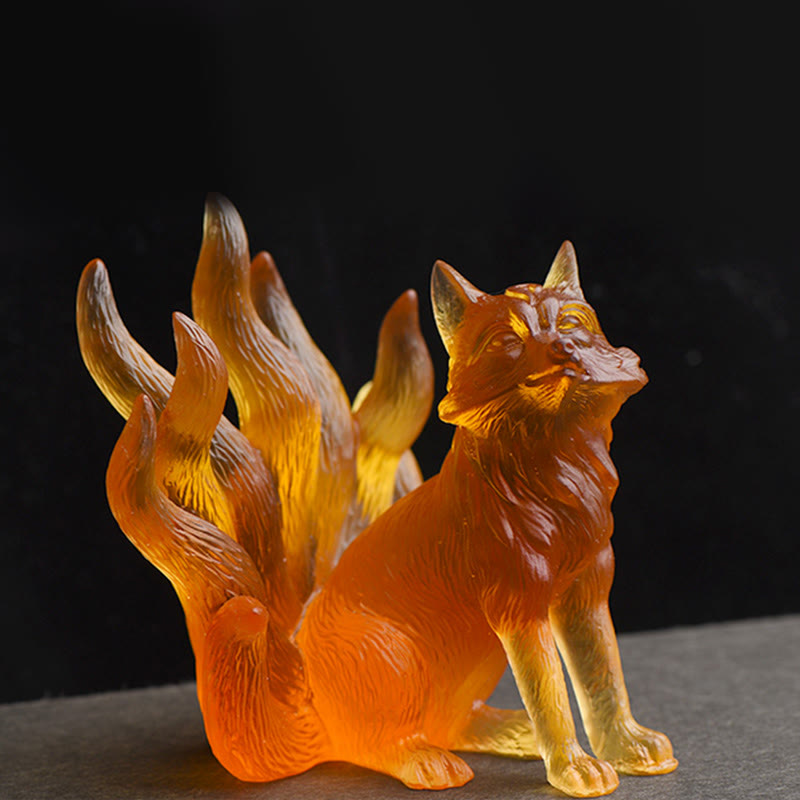 Small Liuli Nine-Tailed Fox Figurine for Success & Strength