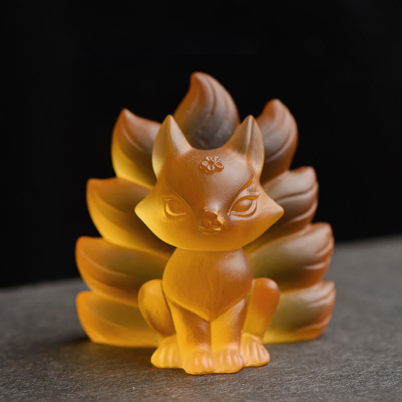 Small Liuli Nine-Tailed Fox Figurine for Success & Strength