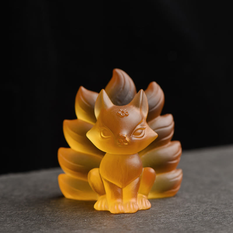 Small Liuli Nine-Tailed Fox Figurine for Success & Strength