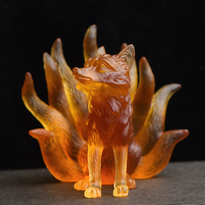 Small Liuli Nine-Tailed Fox Figurine for Success & Strength