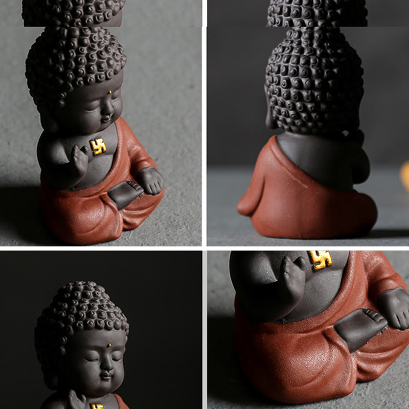 Small Purple Clay Buddha Statue for Home Serenity