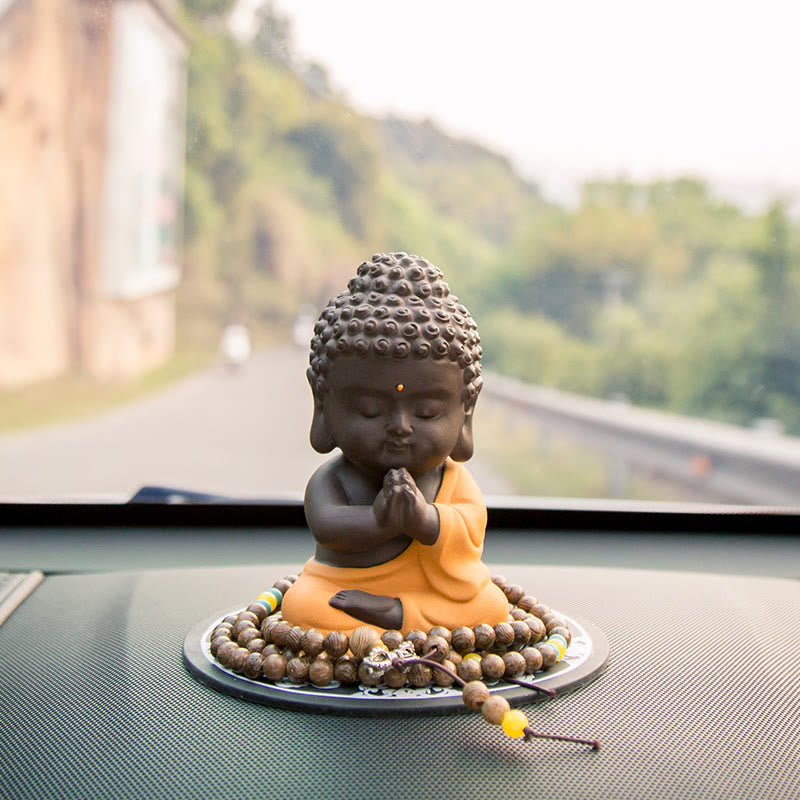 Small Purple Clay Buddha Statue for Home Serenity