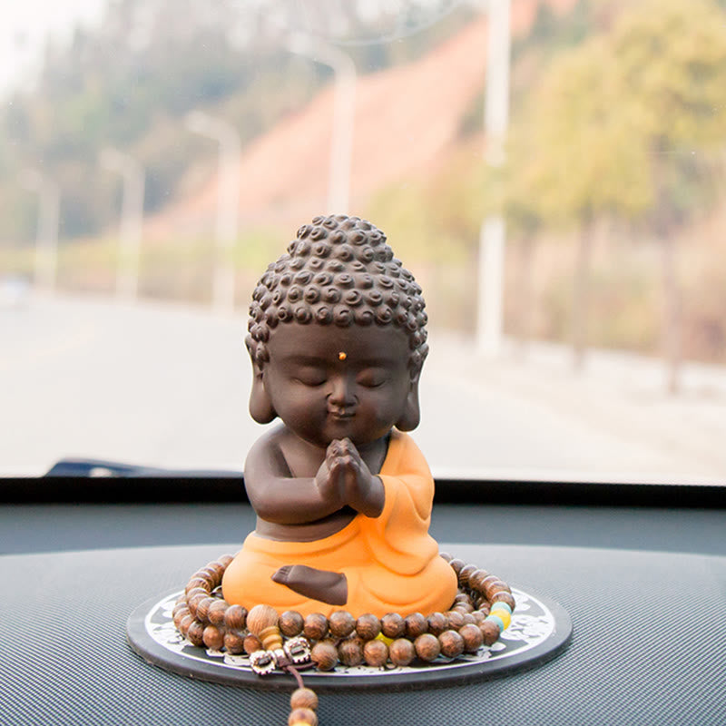 Small Purple Clay Buddha Statue for Home Serenity