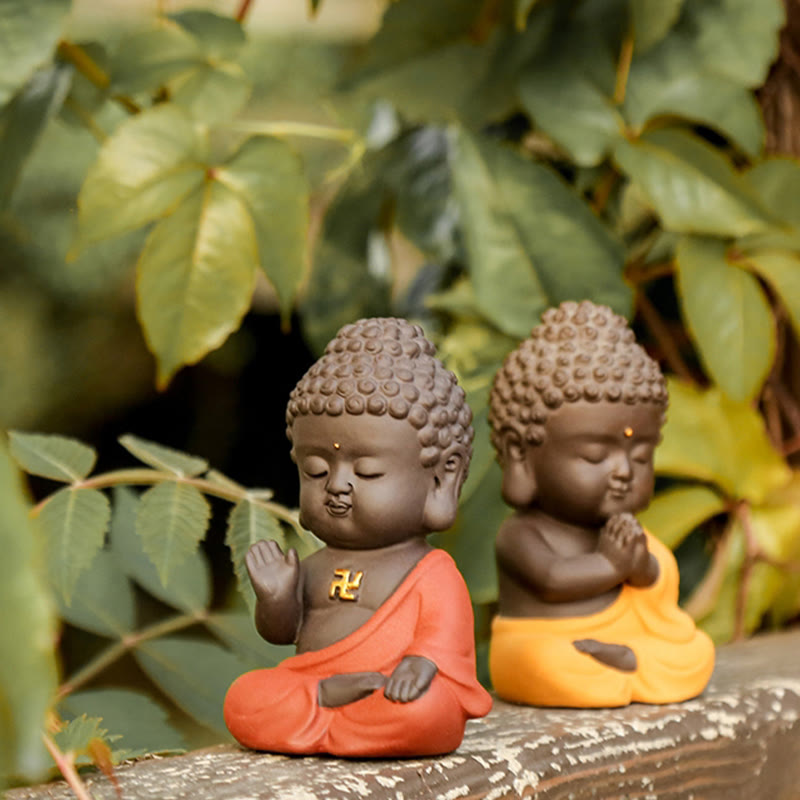 Small Purple Clay Buddha Statue for Home Serenity
