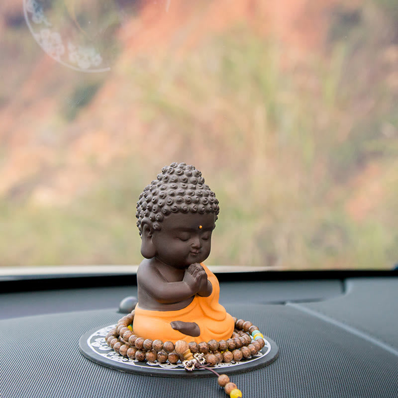 Small Purple Clay Buddha Statue for Home Serenity