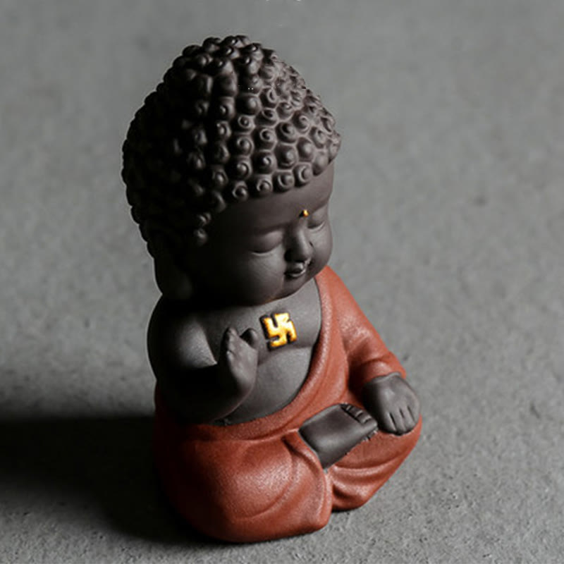 Small Purple Clay Buddha Statue for Home Serenity