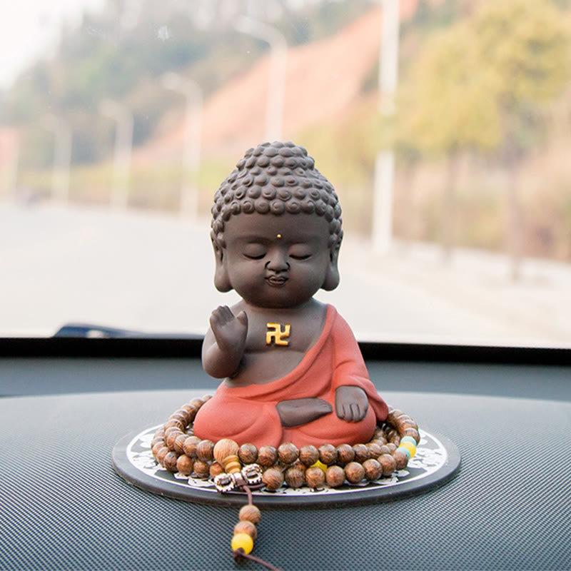 Small Purple Clay Buddha Statue for Home Serenity