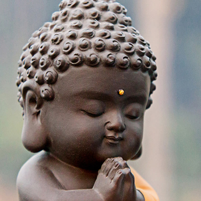 Small Purple Clay Buddha Statue for Home Serenity