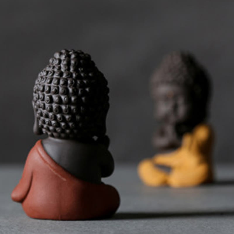 Small Purple Clay Buddha Statue for Home Serenity