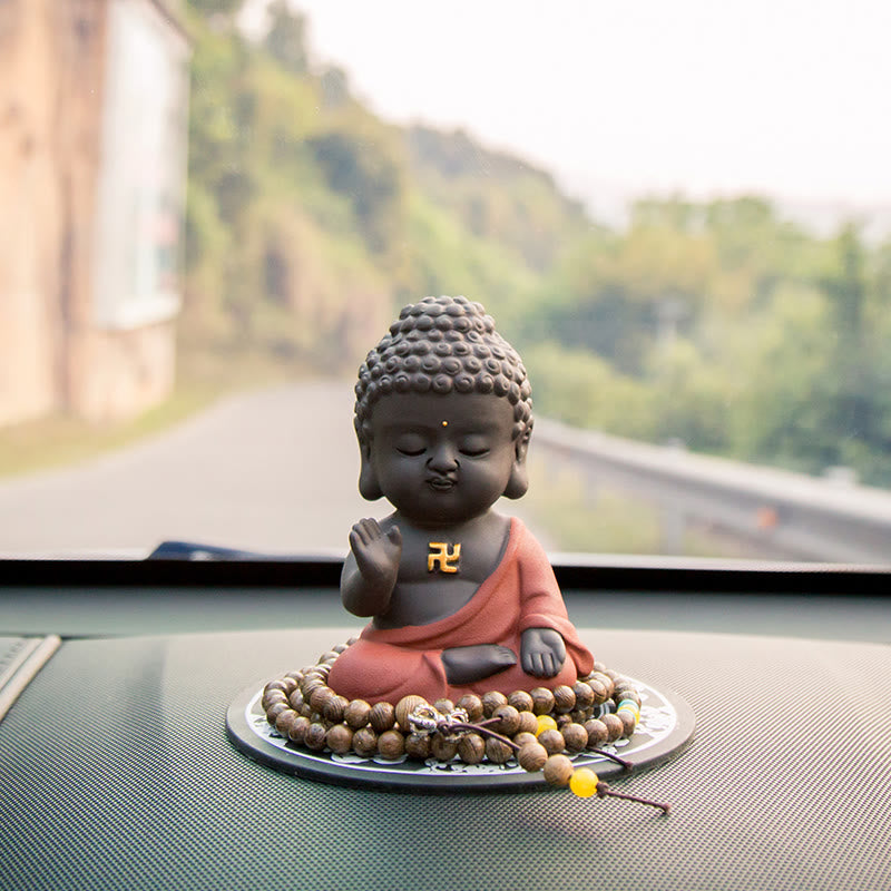 Small Purple Clay Buddha Statue for Home Serenity