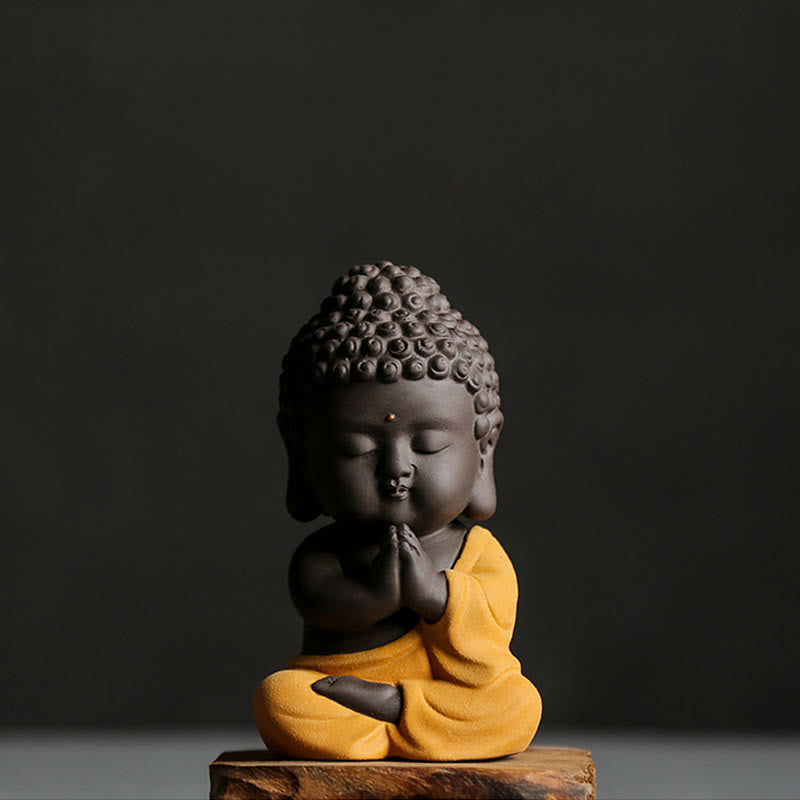 Small Purple Clay Buddha Statue for Home Serenity