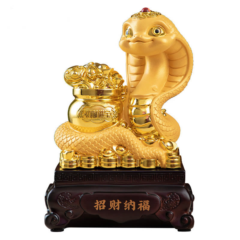 Small Resin Year of the Snake Gold Ingots Treasure Bowl Decor