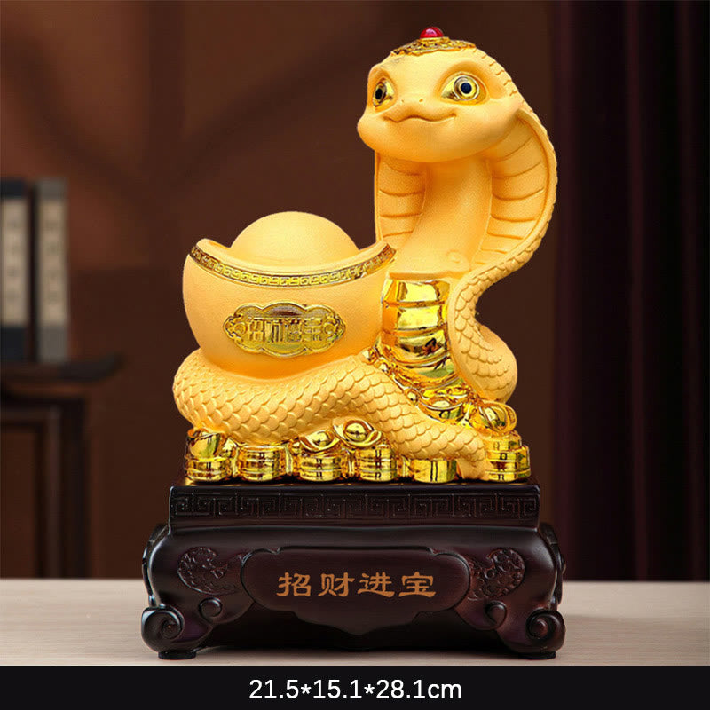 Small Resin Year of the Snake Gold Ingots Treasure Bowl Decor