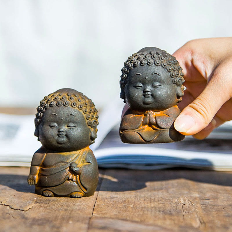 Small Standing Buddha Statue 7.5cm Iron Resin Decoration