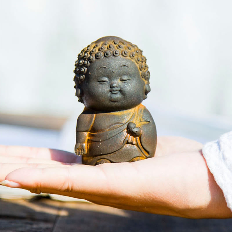Small Standing Buddha Statue 7.5cm Iron Resin Decoration
