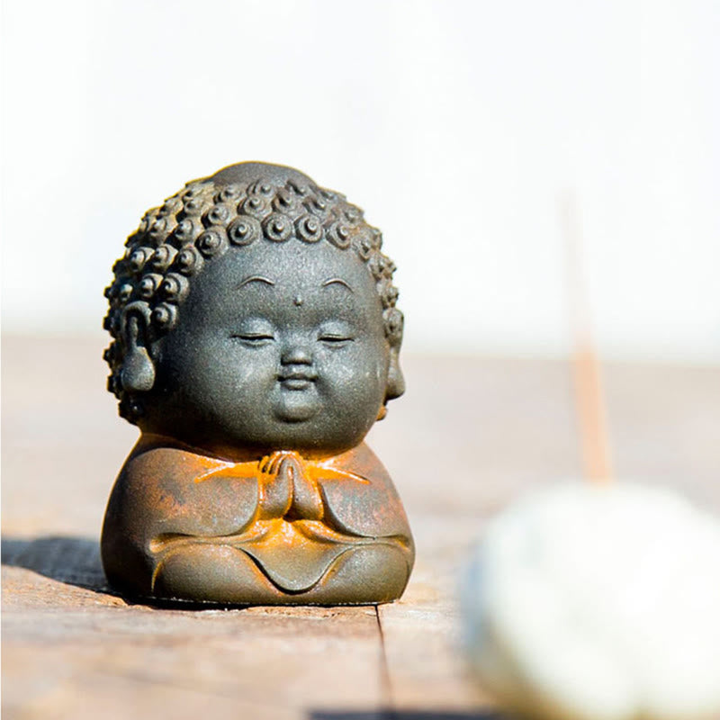 Small Standing Buddha Statue 7.5cm Iron Resin Decoration