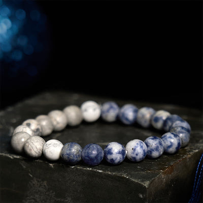 Sodalite 8mm Picasso Jasper White Turquoise Intuition Bracelet